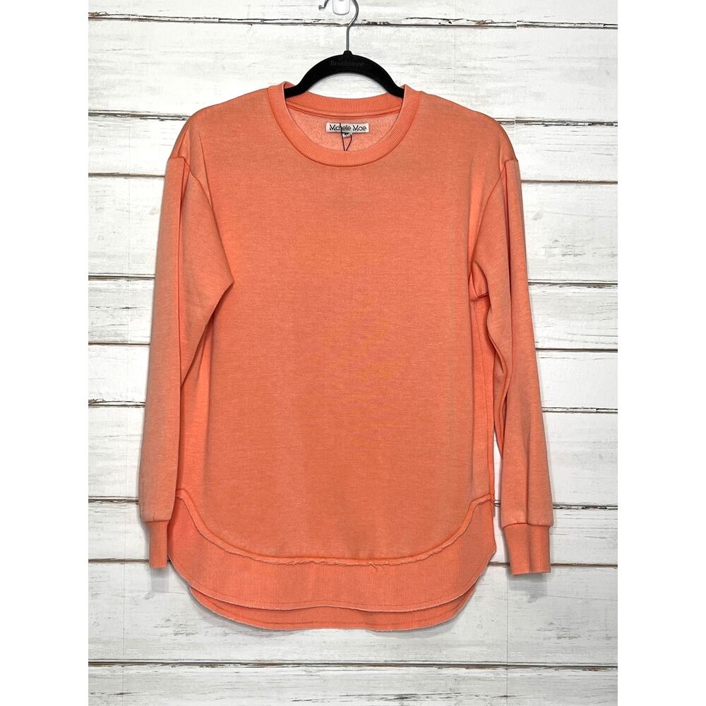 Michelle Mae Spring Peach Vintage Wash Pullover Sweatshirt XS NWT